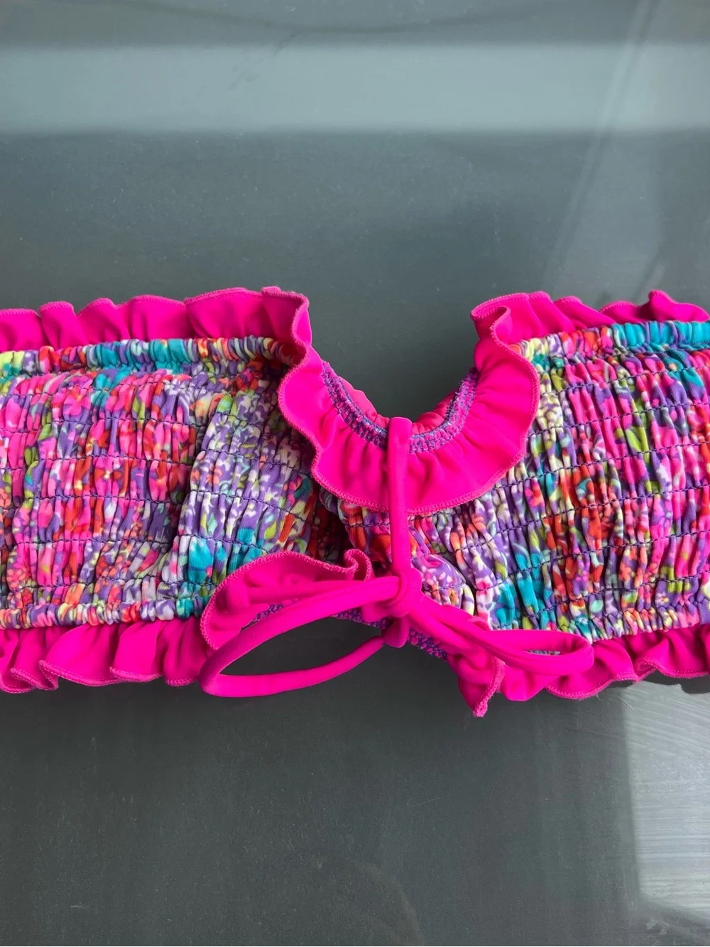 Victoria's Secret Hot Pink Floral Trim Bikini Bottoms - Picture 3 of 8